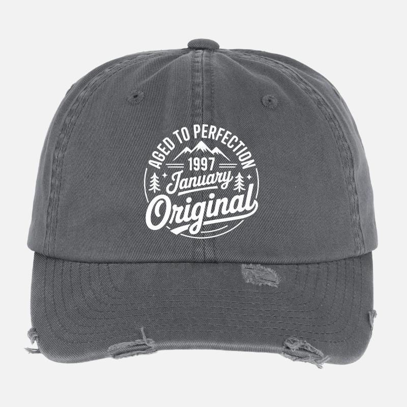 janvier 1997 – Édition outdoor aventure vintage  Casquette vintage effet usé Flexfit