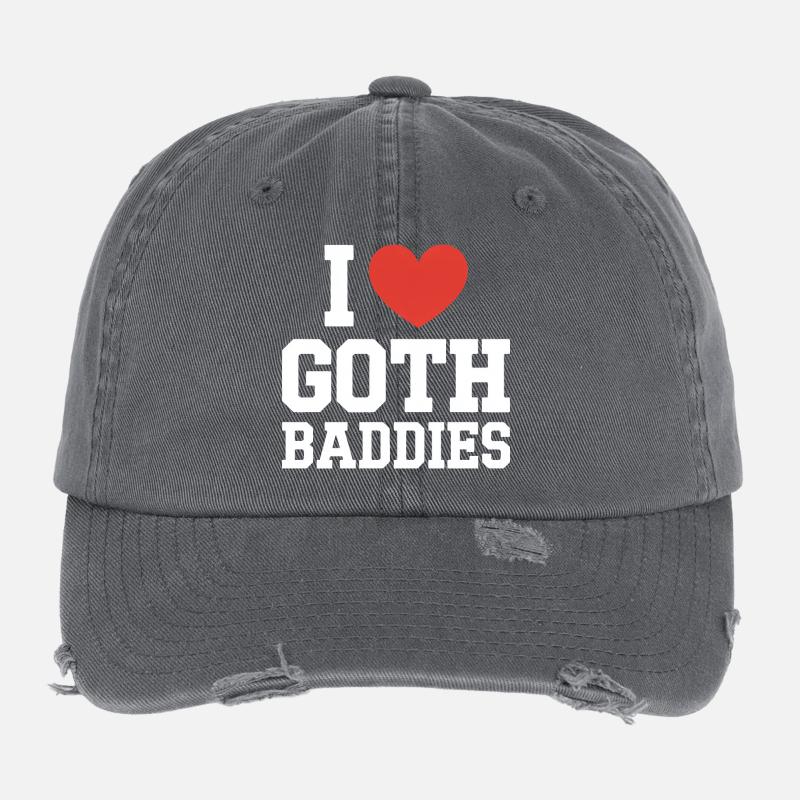 I Love Gothic Baddies Flexfit Vintage Destroyed Cap