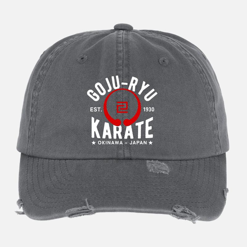 Goju Ryu Karate Est. 1930 Okinawa, Japon Casquette vintage effet usé Flexfit
