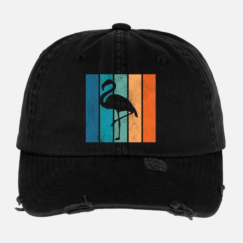 Flamingo Neon Tropenstreifen Flexfit Vintage Destroyed Cap