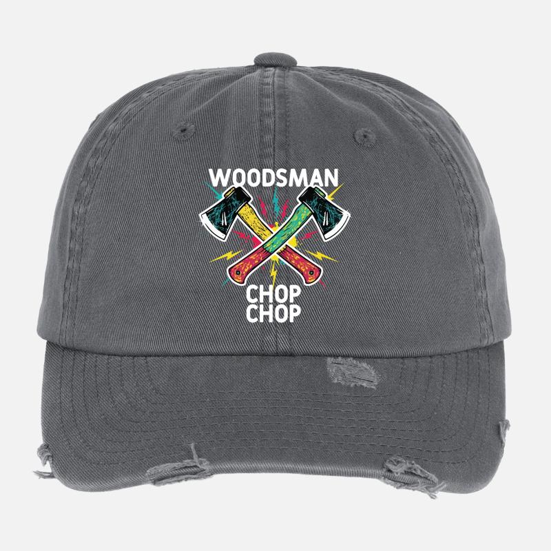 Woodsman Chop Chop Haches Camping Casquette vintage effet usé Flexfit