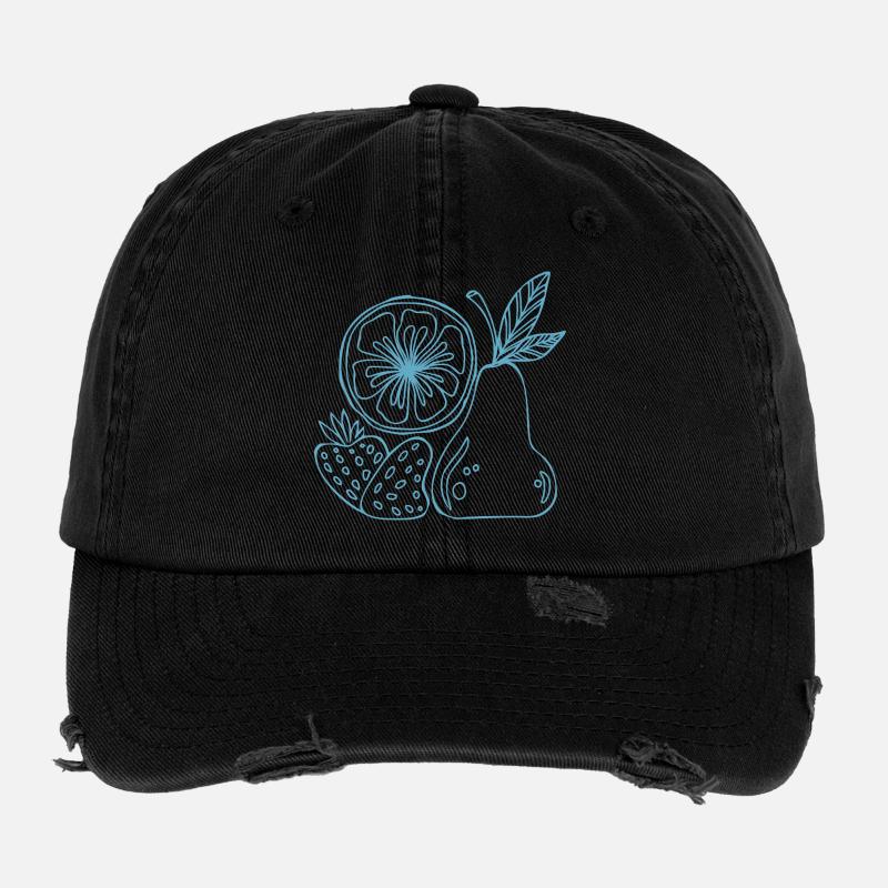 Fruit Lines Blue Sketch Flexfit Vintage Destroyed Cap