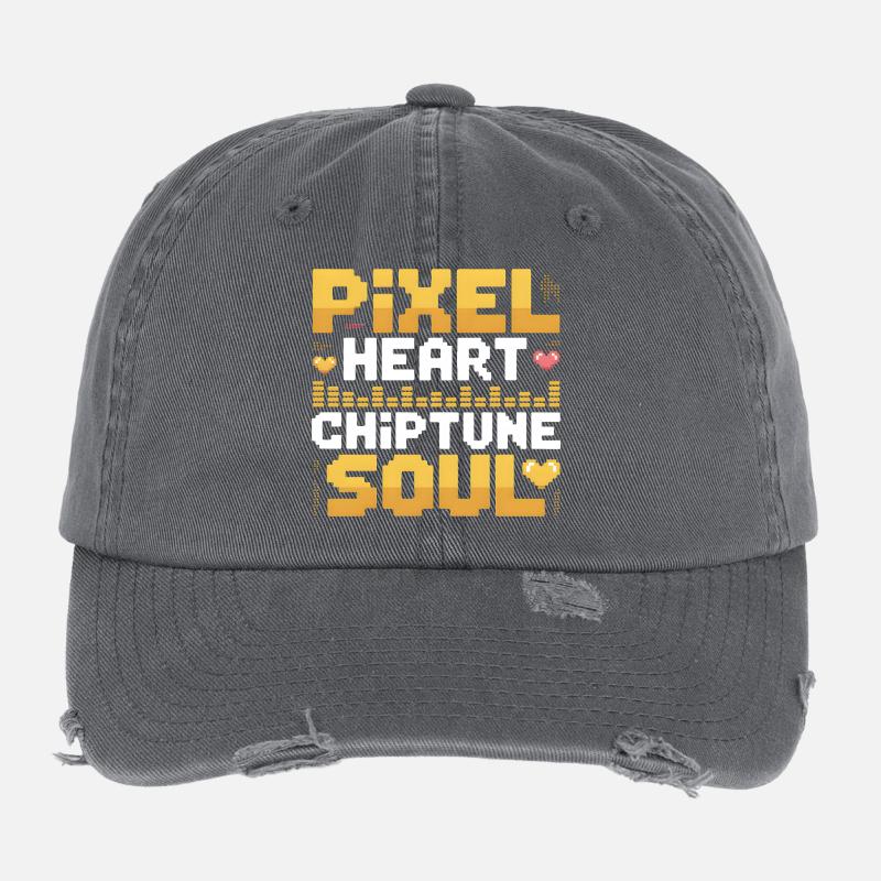 Cœur de Pixel, Âme Chiptune | Musique 8 bits Casquette vintage effet usé Flexfit