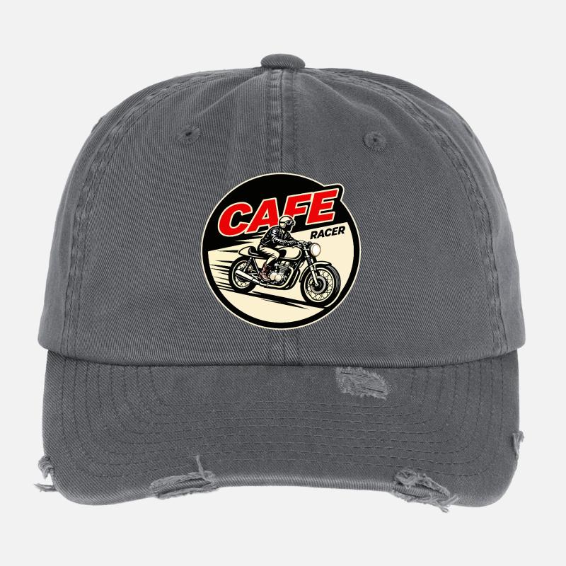 Cafe Racer Vintage Logo Circle Flexfit Vintage Destroyed Cap