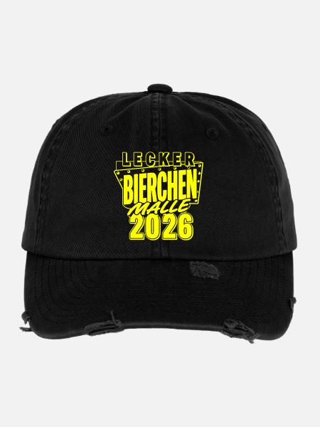 Lecker Bierchen Malle 2026 Nous adorons la bière - Casquette vintage effet usé Flexfit - noir - Devant