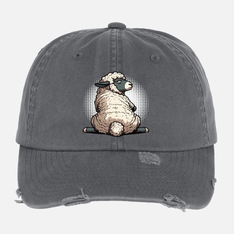 Schaf Schafe Schäfer Schafhalter Schafbock Flexfit Vintage Destroyed Cap