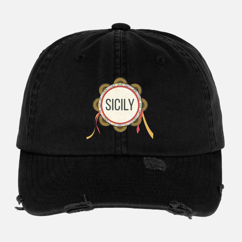 Tambourin sicilien Sicile Casquette vintage effet usé Flexfit