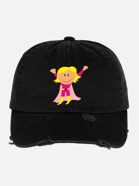 fille - Casquette vintage effet usé Flexfit - noir - Devant