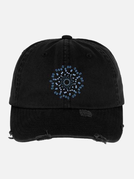 atom - Cellular three - Flexfit Vintage Destroyed Cap - Schwarz - Vorne