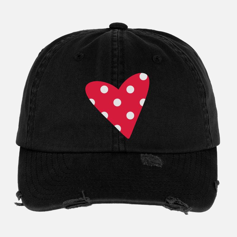 Ein kleines gepunktetes Herz Flexfit Vintage Destroyed Cap