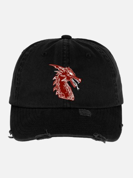 Drachen - Flexfit Vintage Destroyed Cap - Schwarz - Vorne