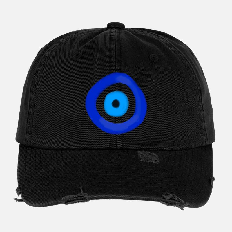 Blue Orbit Eye Abstract Flexfit Vintage Destroyed Cap