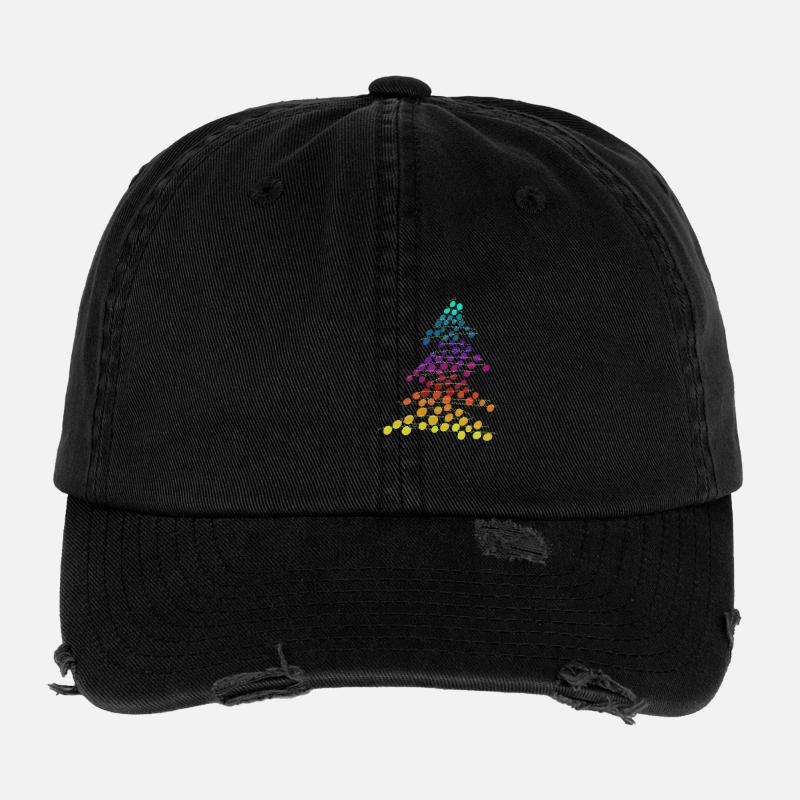 Regenbogen Neon-Weihnachtsbaum – Dots & Lights Flexfit Vintage Destroyed Cap
