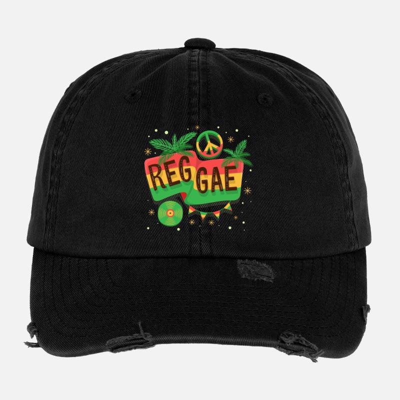 Reggae Flagge Regenbogen Vibe Flexfit Vintage Destroyed Cap