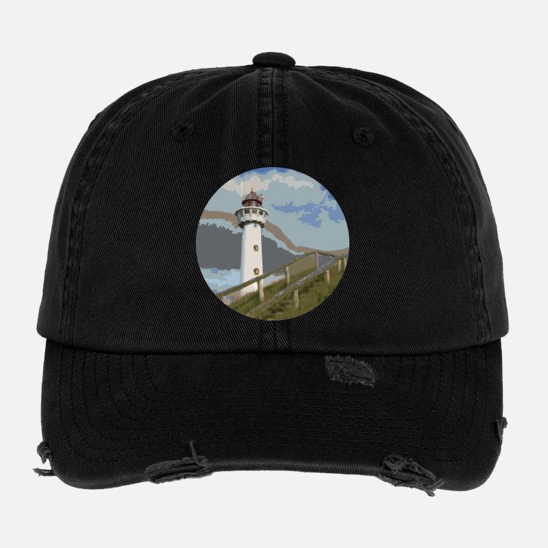 leuchtturm seefahrt küste Flexfit Vintage Destroyed Cap