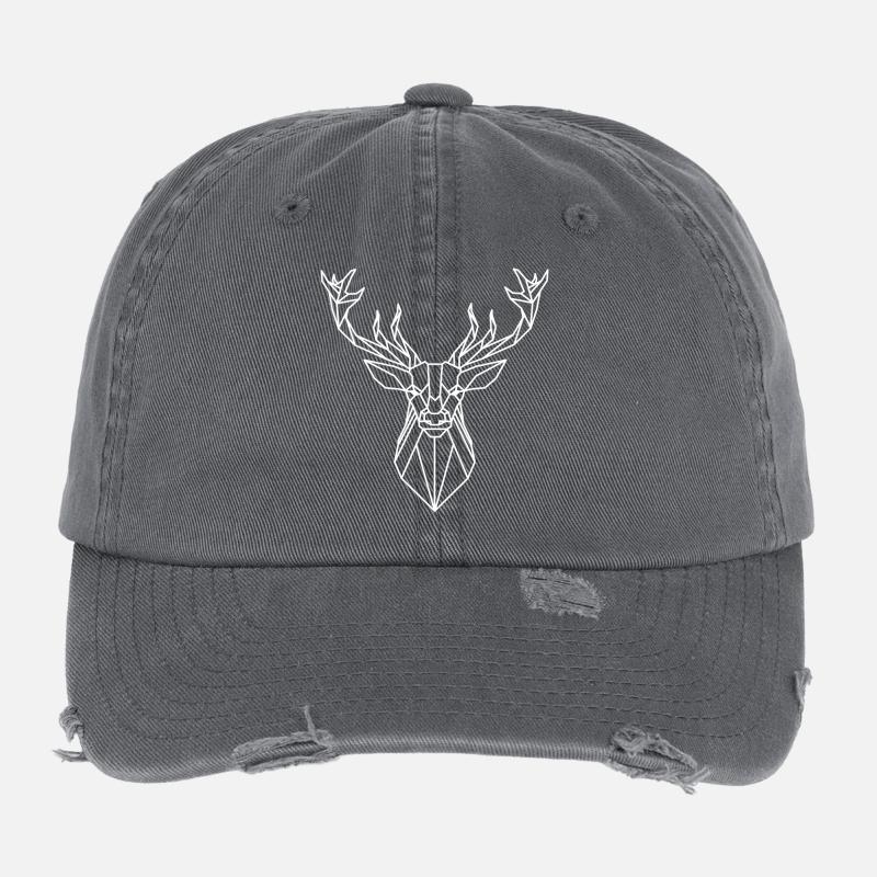 Geometrischer Hirschkopf Flexfit Vintage Destroyed Cap