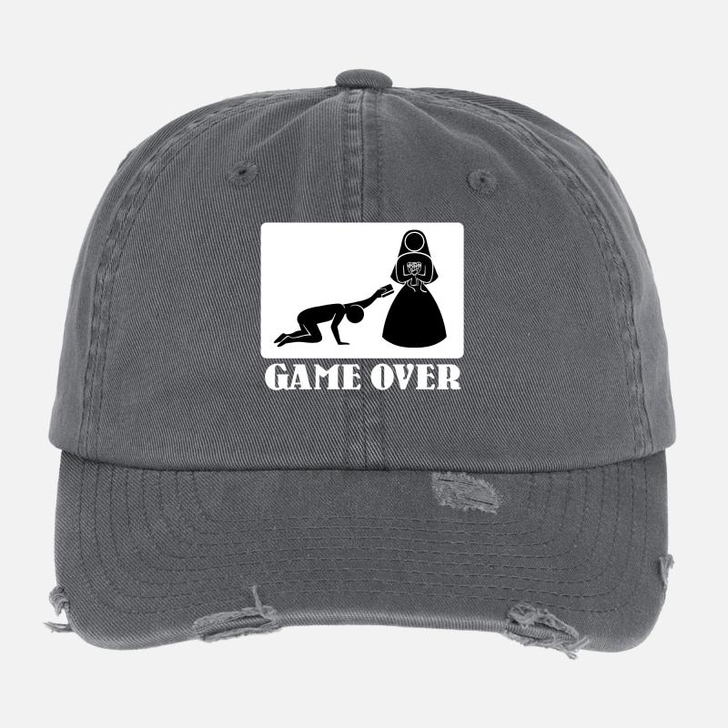 Game Over Wedding Statement - JGA Polterer drôle Casquette vintage effet usé Flexfit