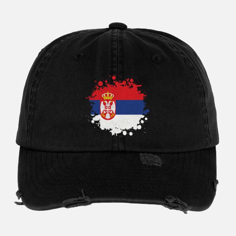 Serbie Klecks / Cadeau De Belgrade Balkans drapeau Casquette vintage effet usé Flexfit