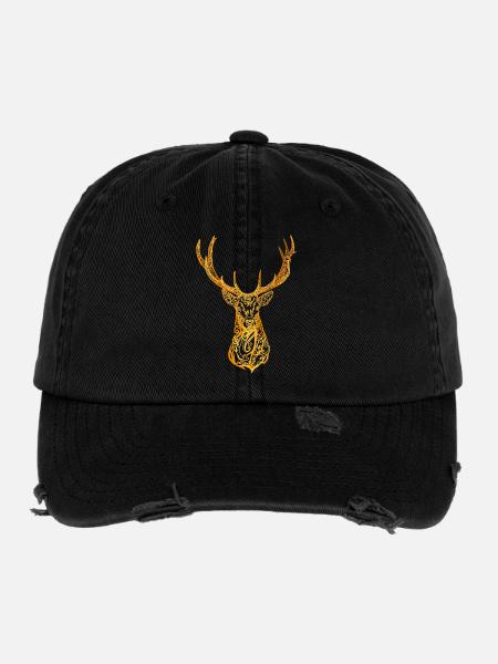 Deer head - Flexfit Vintage Destroyed Cap - black - Front
