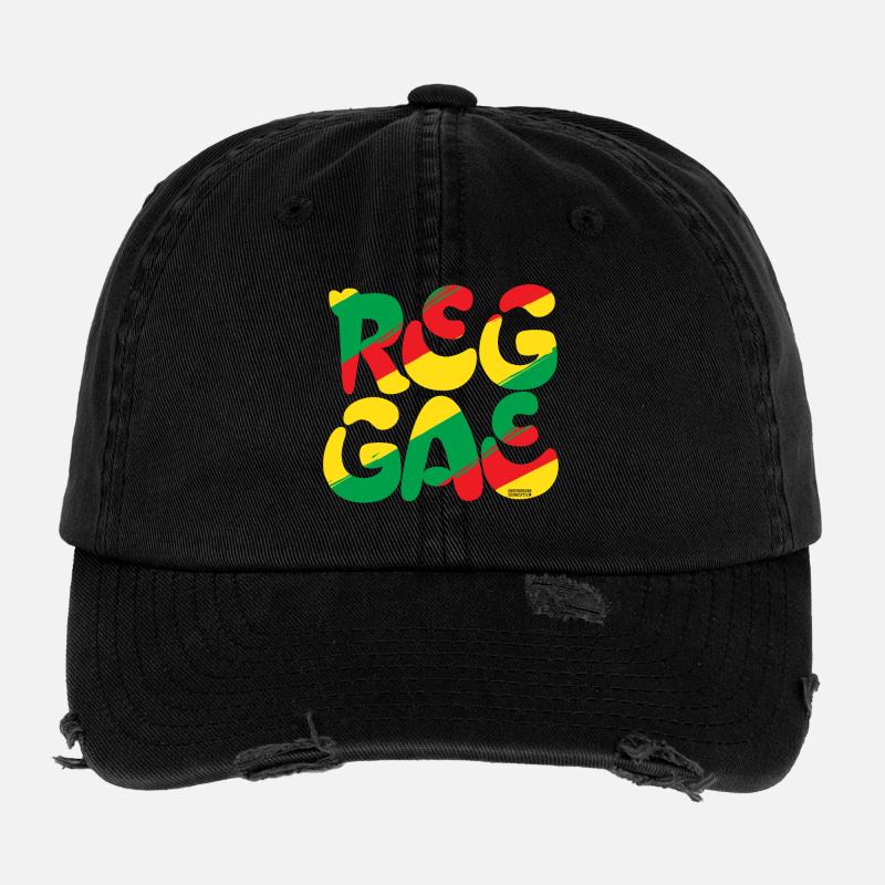 Reggae Vibes Colorful Logo Flexfit Vintage Destroyed Cap