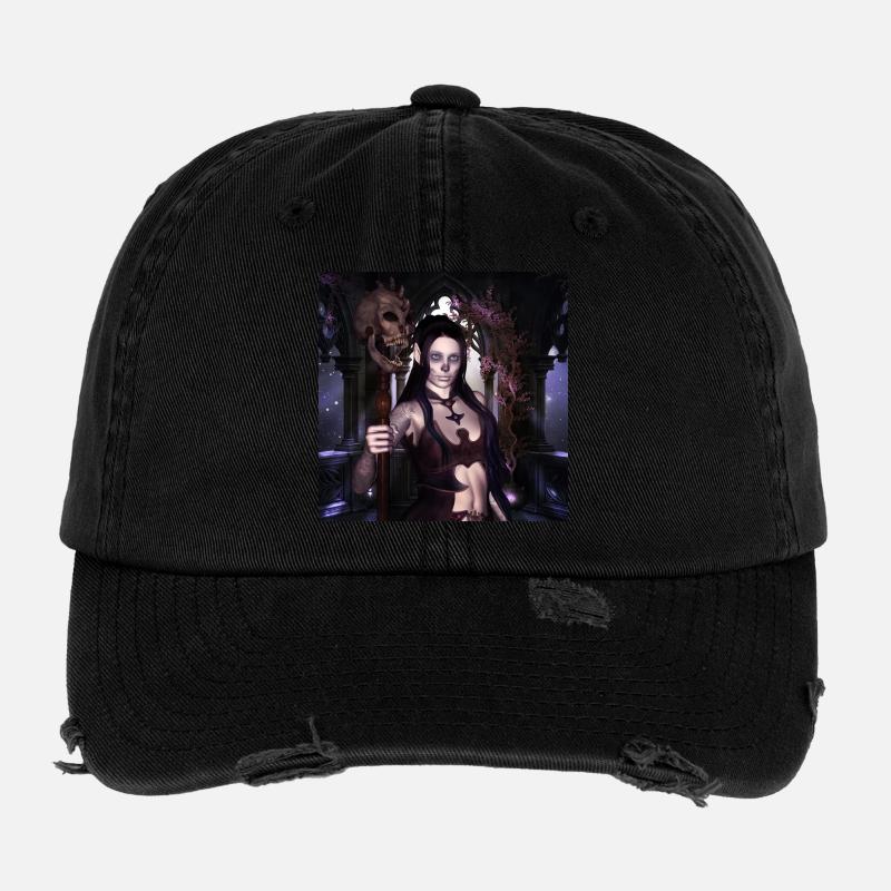 The dark princess with skulls. - Flexfit Vintage Destroyed Cap - black