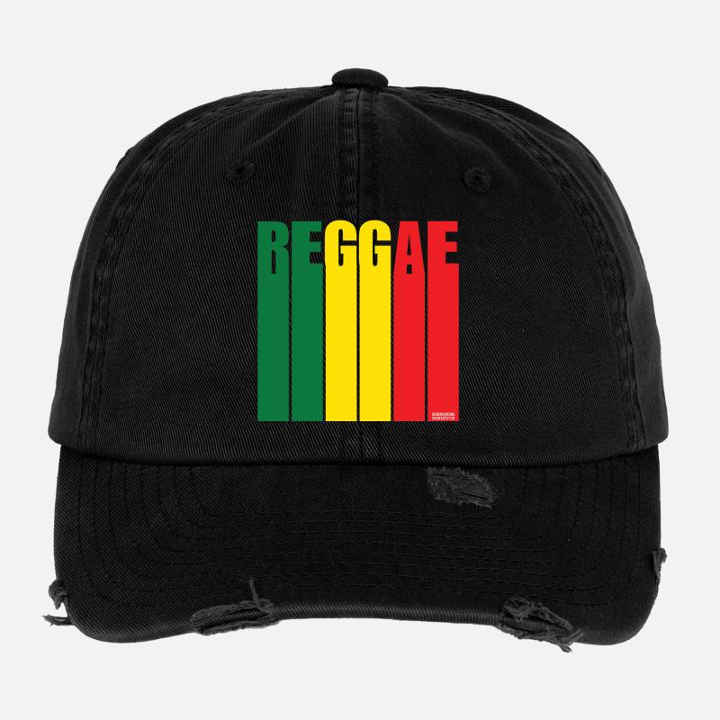 Reggae Color Block Banner Flexfit Vintage Destroyed Cap