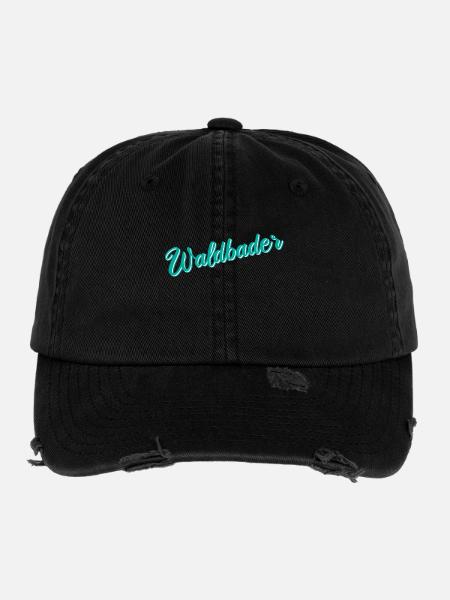 Waldbader Wald Waldbaden Bäume Natur Geschenk - Flexfit Vintage Destroyed Cap - Schwarz - Vorne