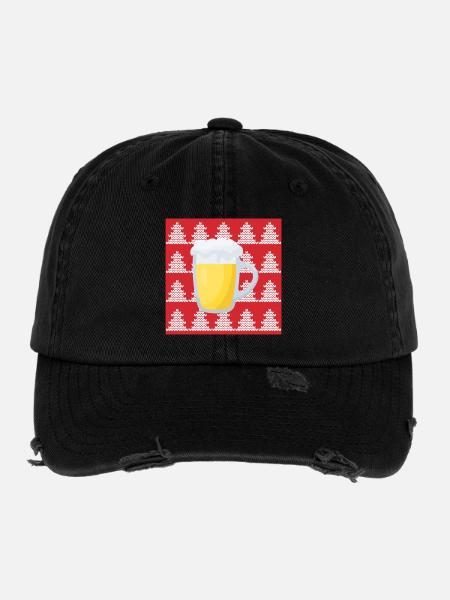 Bière de Noël laide - Casquette vintage effet usé Flexfit - noir - Devant