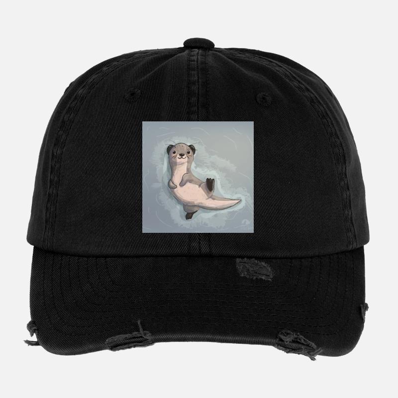 Lisa Otter - Flexfit Vintage Destroyed Cap - Schwarz