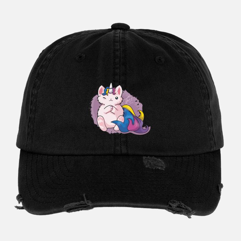 Kitty katacorn unicorn cat Flexfit Vintage Destroyed Cap