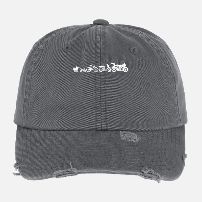 Motorcycle Evolution Motorcycles Development Funny Flexfit Vintage Destroyed Cap
