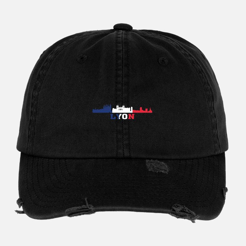 Lyon City Skyline France Landmark Map Casquette vintage effet usé Flexfit
