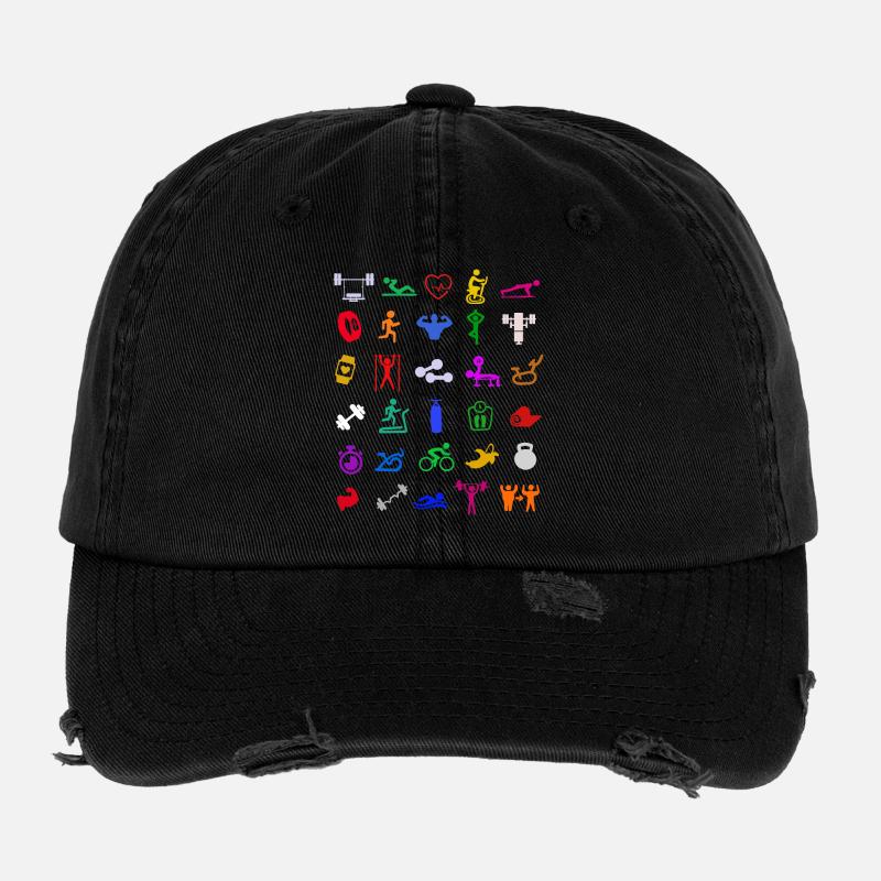 Fitnesstraining Bodybuilder Muskeltraining Workout Flexfit Vintage Destroyed Cap