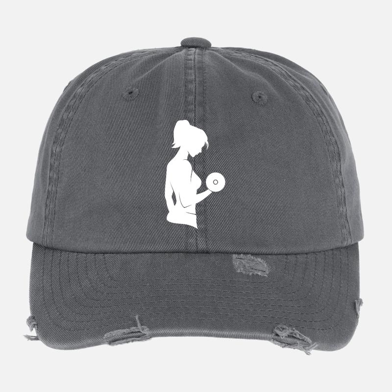 Hantel Training Bodybuilding Fitnessstudio Workout Flexfit Vintage Destroyed Cap