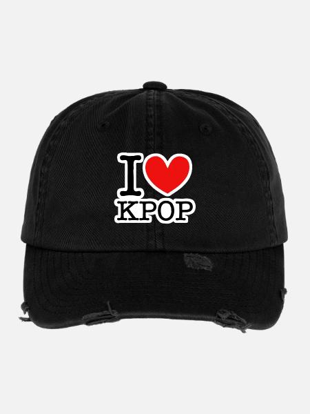 Kpop - Casquette vintage effet usé Flexfit - noir