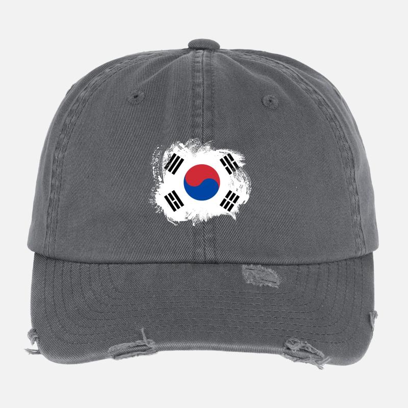 SouthKorea Flag Flexfit Vintage Destroyed Cap