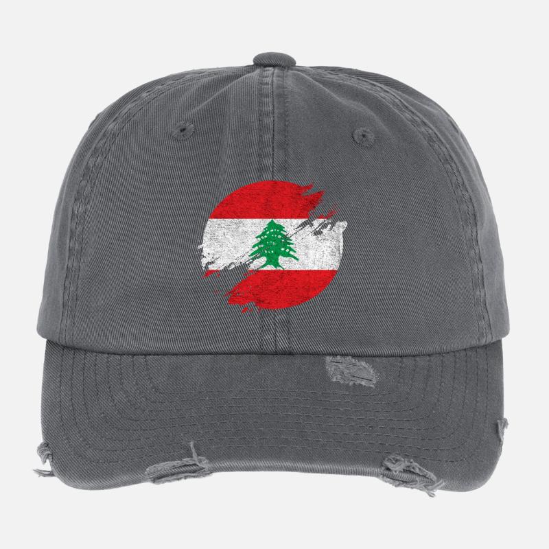 Libanon Vintage Kreis / Geschenkidee Flexfit Vintage Destroyed Cap