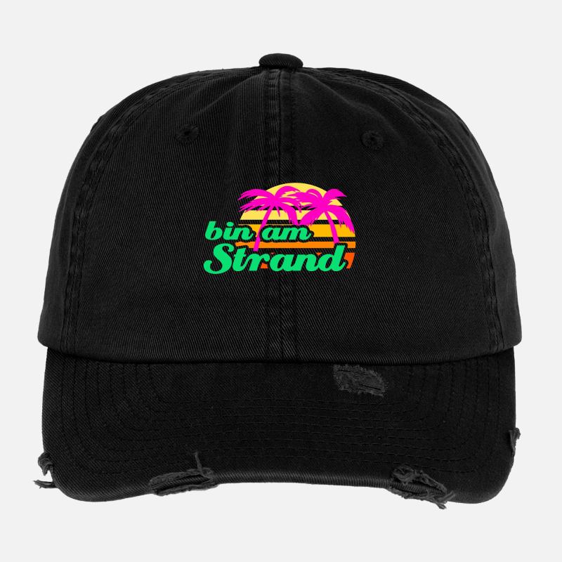 Strand Beachparty Palmen Karibik Meer Urlaub Sonne Flexfit Vintage Destroyed Cap