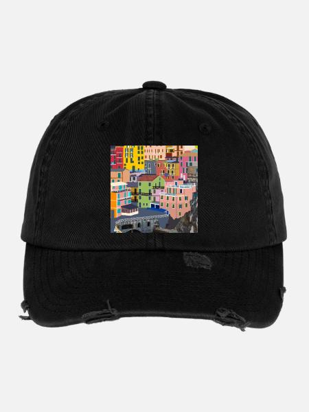 Toskana in Italien - Flexfit Vintage Destroyed Cap - Schwarz - Vorne