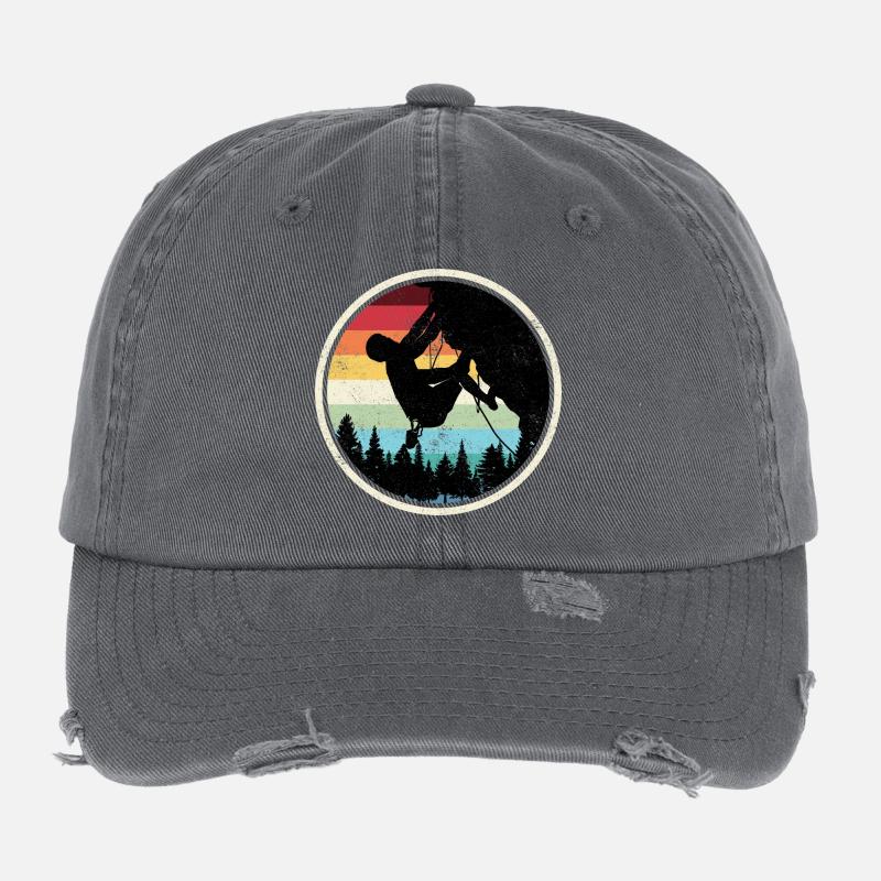 Rainbow Forest Climber Silhouette Flexfit Vintage Destroyed Cap