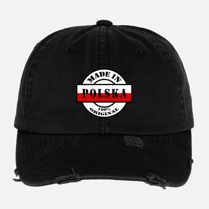 MADE IN POLSKA Pologne Poland drapeau cadeau Casquette vintage effet usé Flexfit