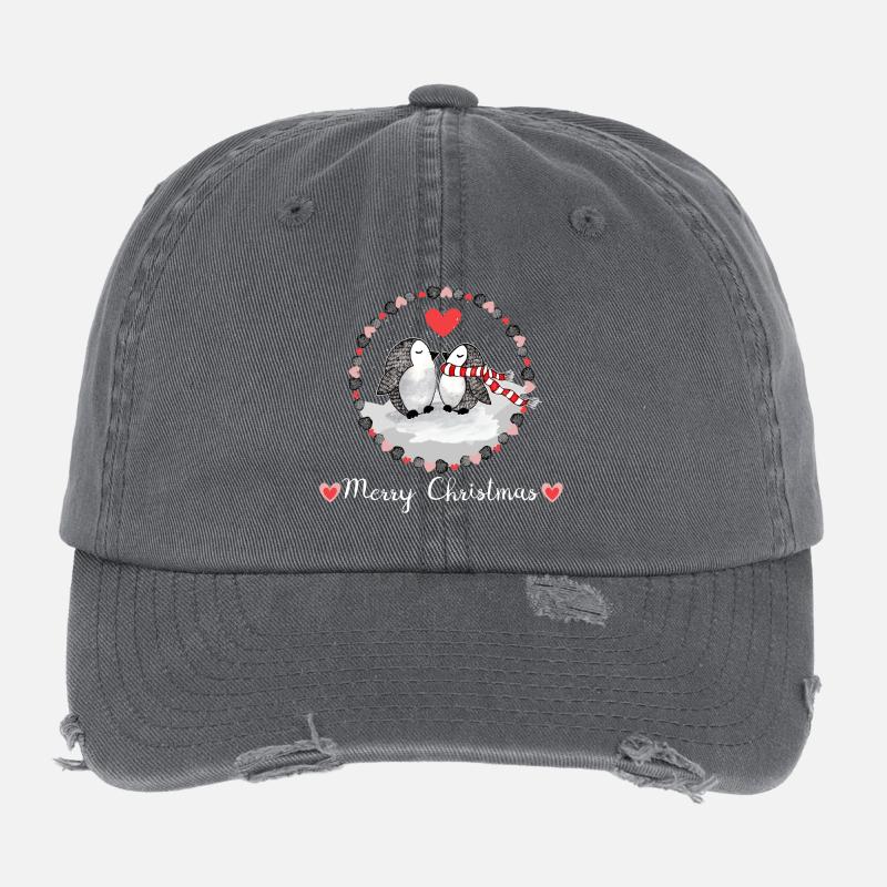 Pinguine Weihnachten Merry Christmas Flexfit Vintage Destroyed Cap