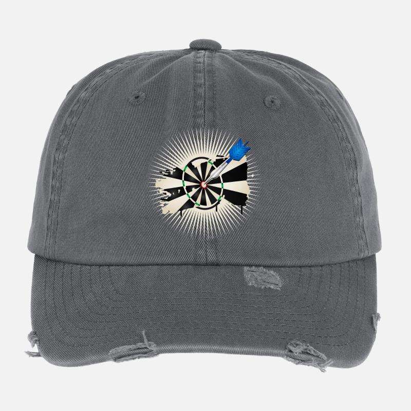 radiant dartboard with blue dart arrow Flexfit Vintage Destroyed Cap