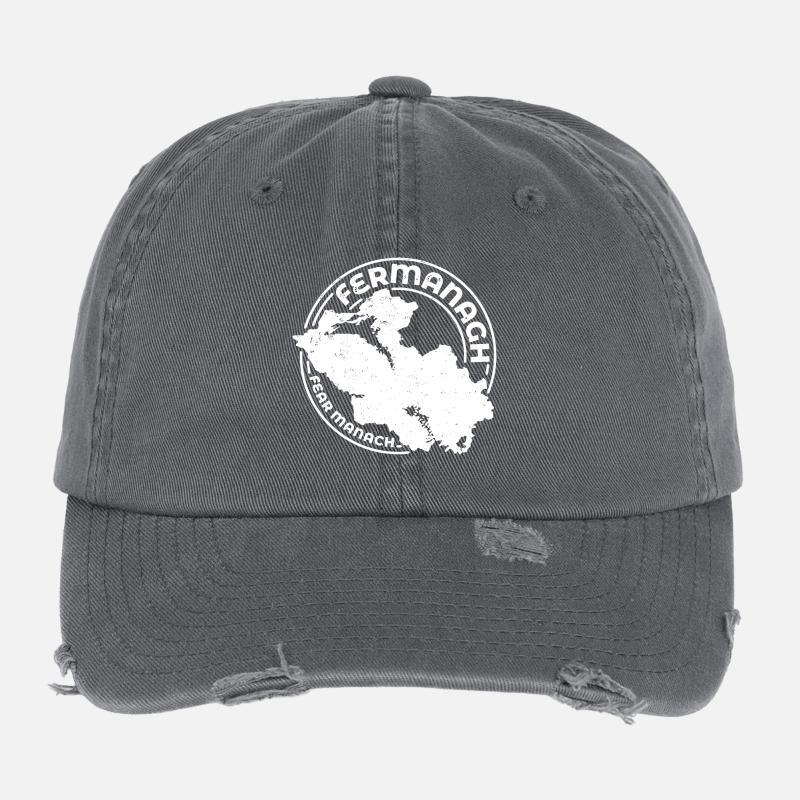 Comté de Fermanagh Irlande | Timbre de contour de carte Casquette vintage effet usé Flexfit