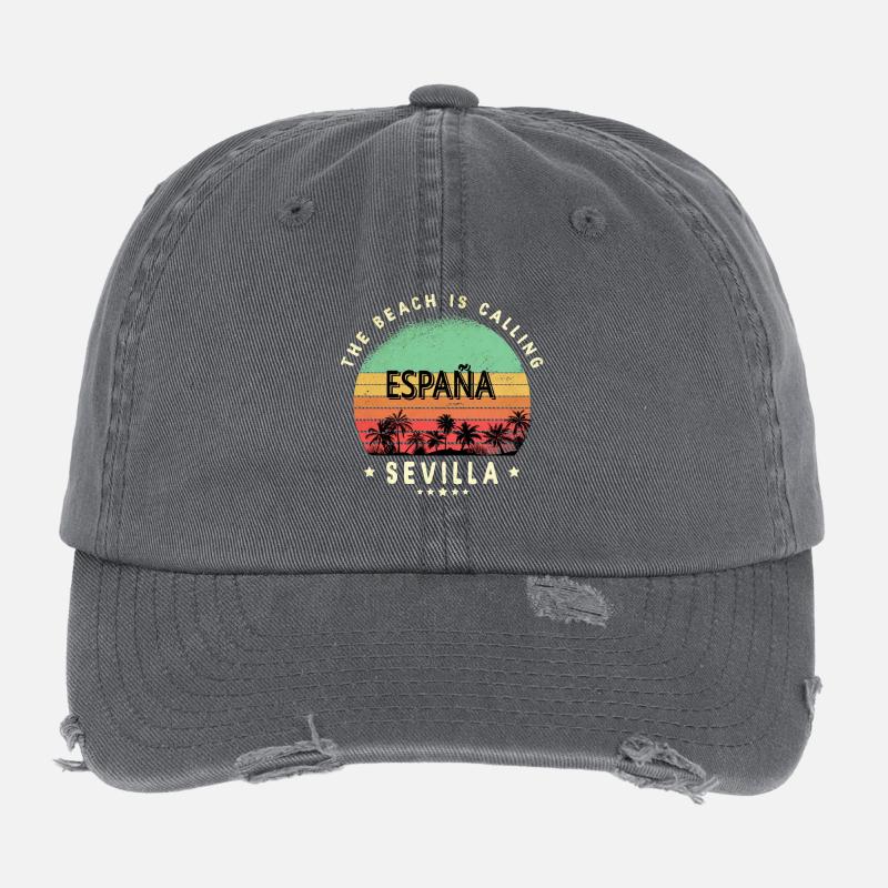 Sevilla Spanien Strand Design Flexfit Vintage Destroyed Cap