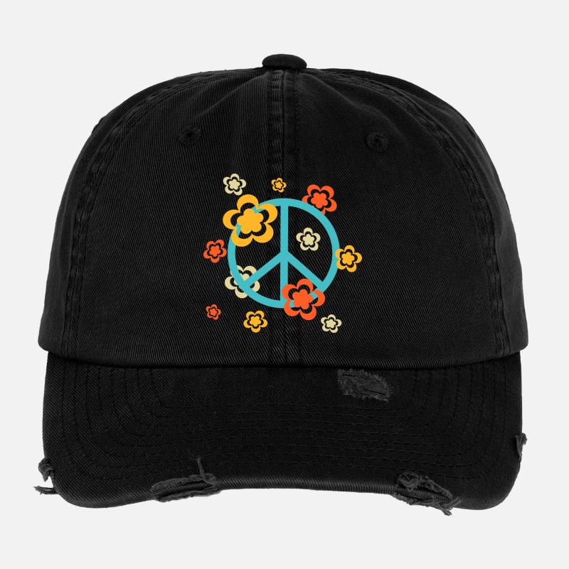 70er Jahre Blume Muster Flexfit Vintage Destroyed Cap