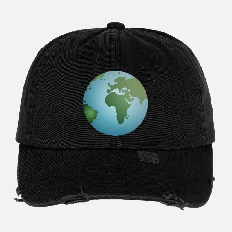 planète bleue Terre avec des continents verts Casquette vintage effet usé Flexfit