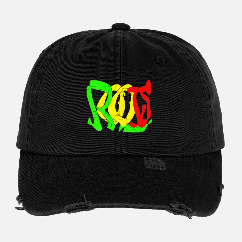 Motif de blocs de couleur Rasta Casquette vintage effet usé Flexfit
