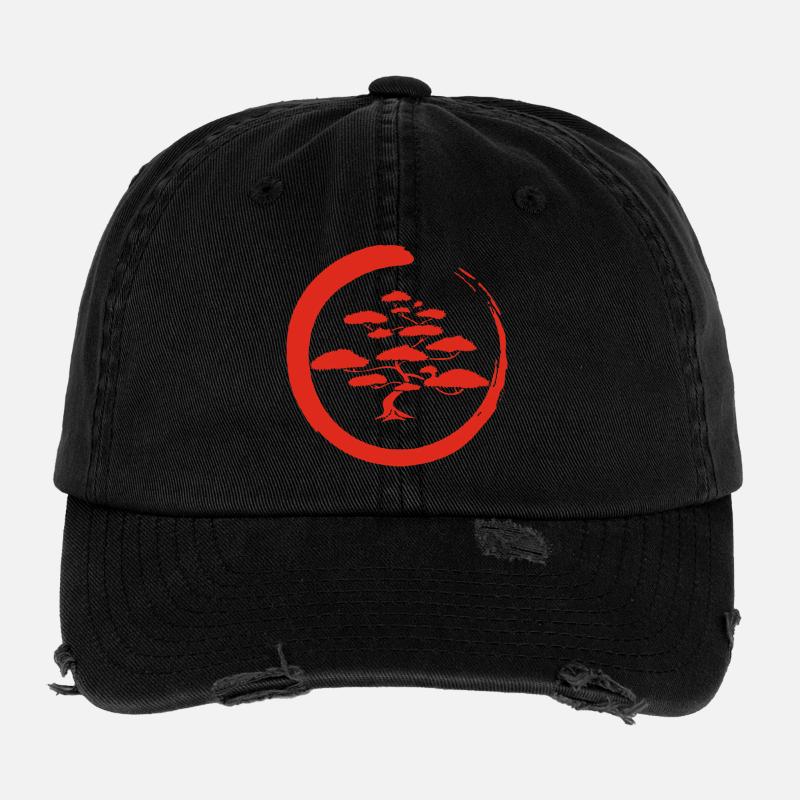 Arbre du Japon rouge Casquette vintage effet usé Flexfit