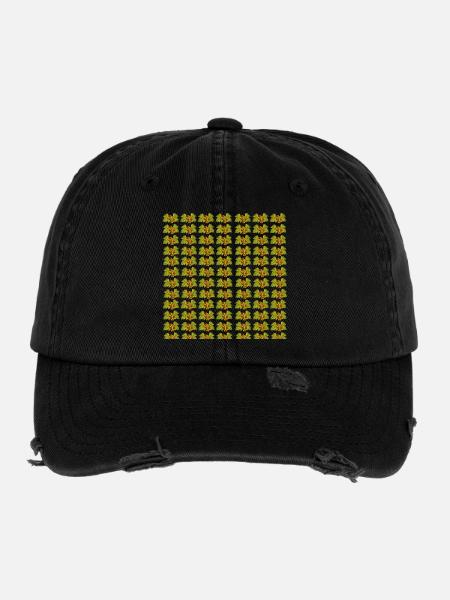 coole pfälzische motive, Weintrauben Weinblätter - Flexfit Vintage Destroyed Cap - Schwarz - Vorne